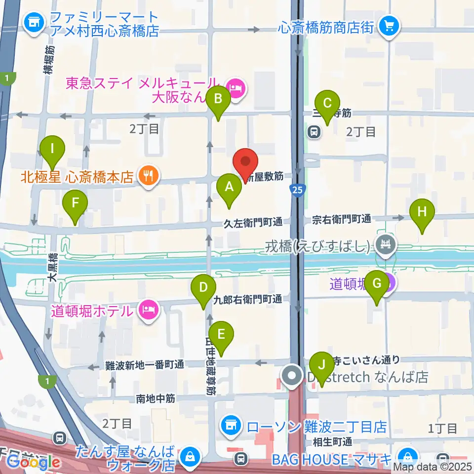 心斎橋PANHEAD GROOVE周辺のコンビニエンスストア一覧地図