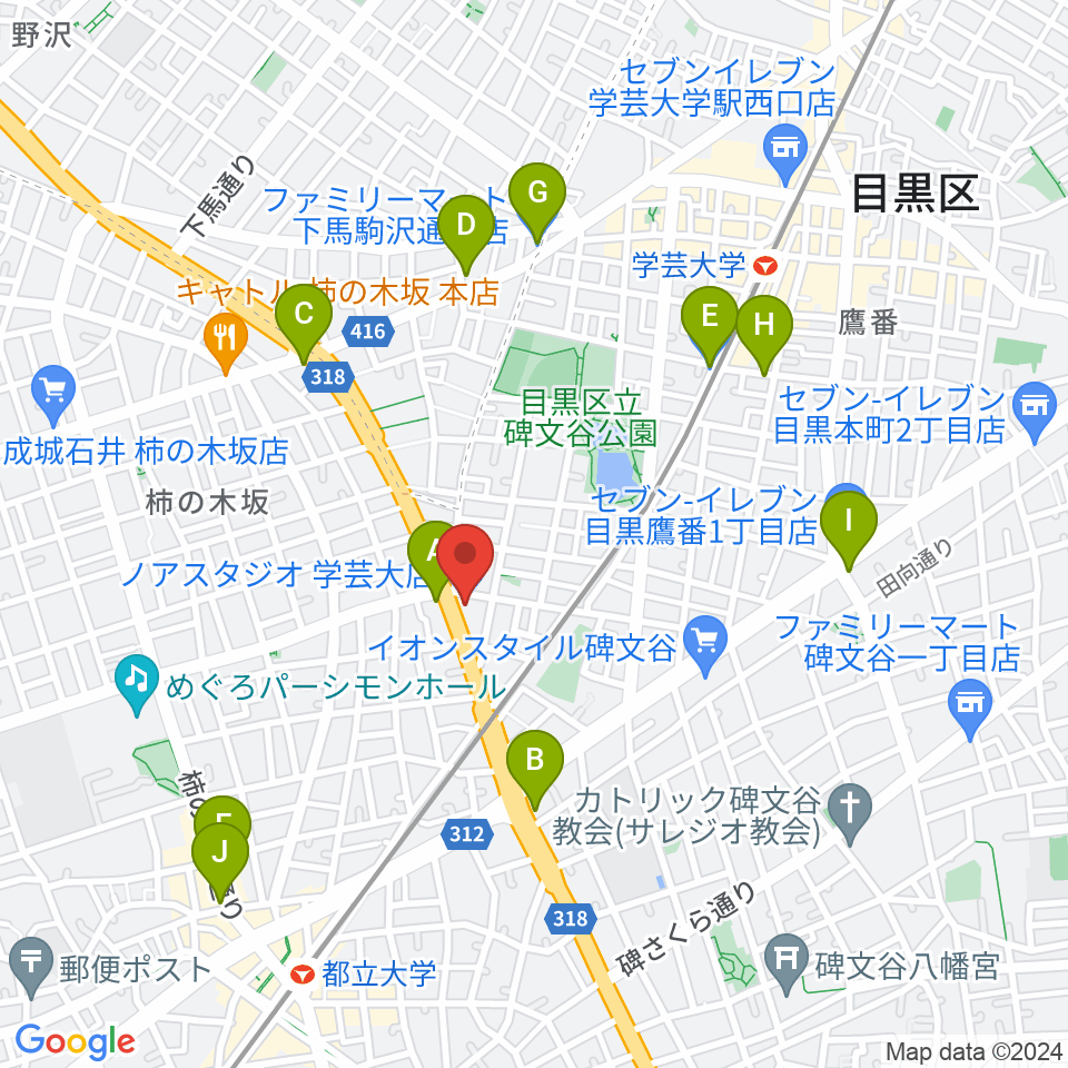 サウンドスタジオノア 学芸大店周辺のコンビニエンスストア一覧地図