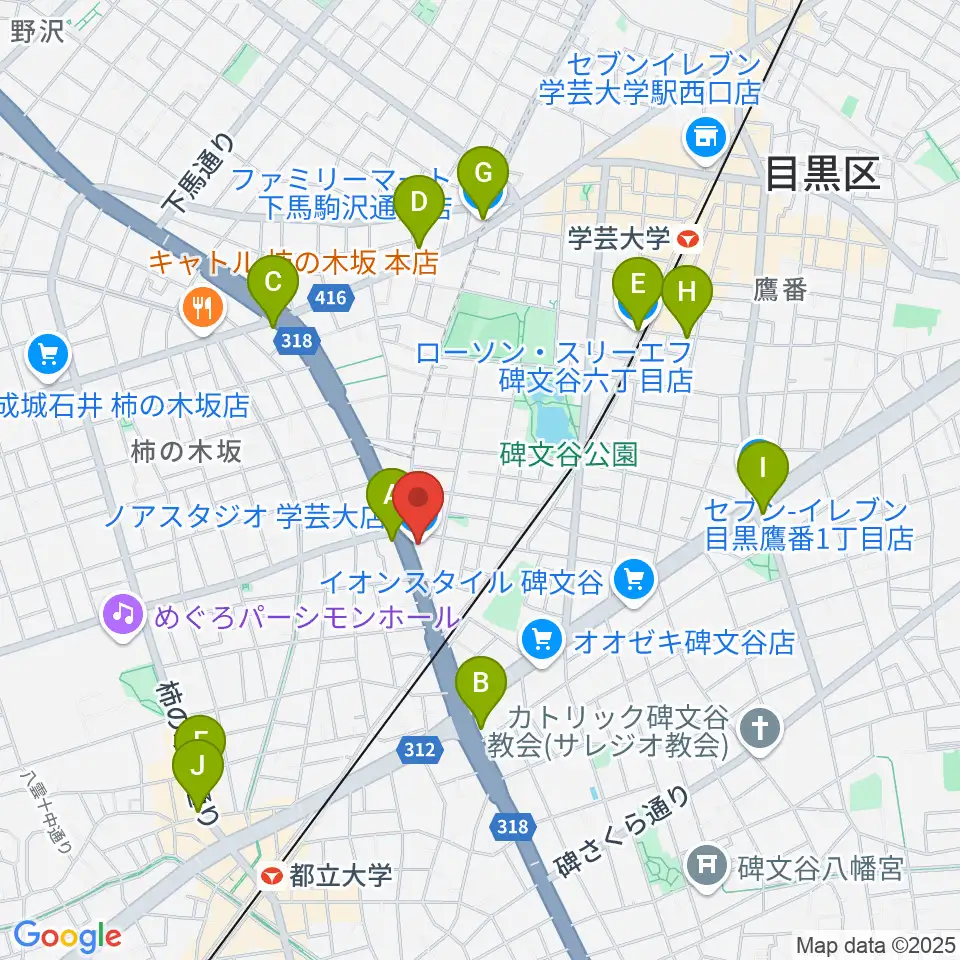 サウンドスタジオノア 学芸大店周辺のコンビニエンスストア一覧地図
