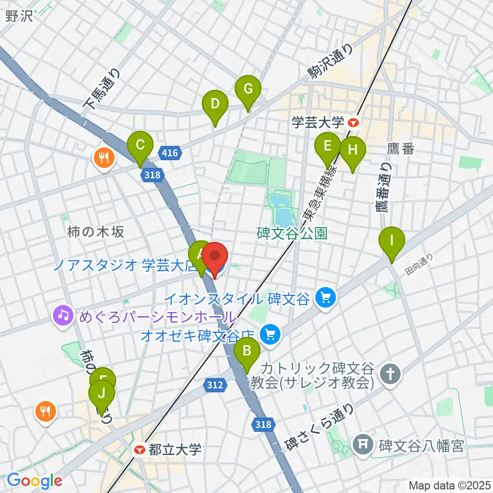 サウンドスタジオノア 学芸大店周辺のコンビニエンスストア一覧地図
