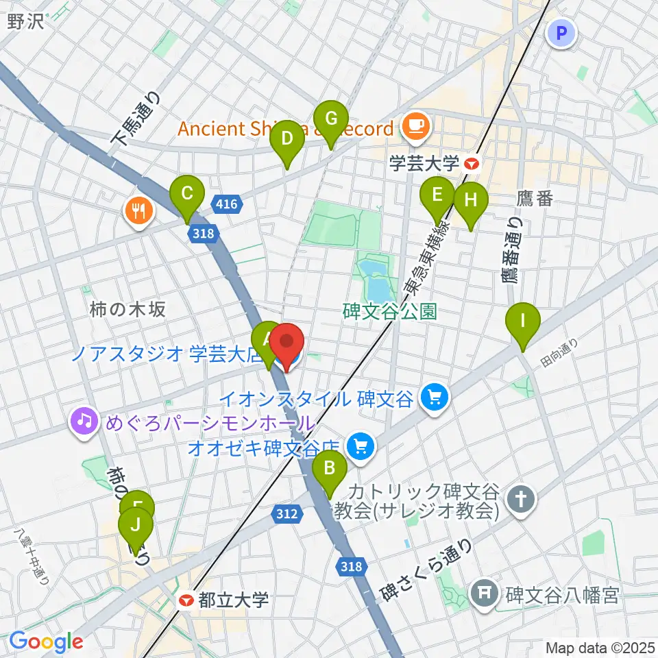 サウンドスタジオノア 学芸大店周辺のコンビニエンスストア一覧地図