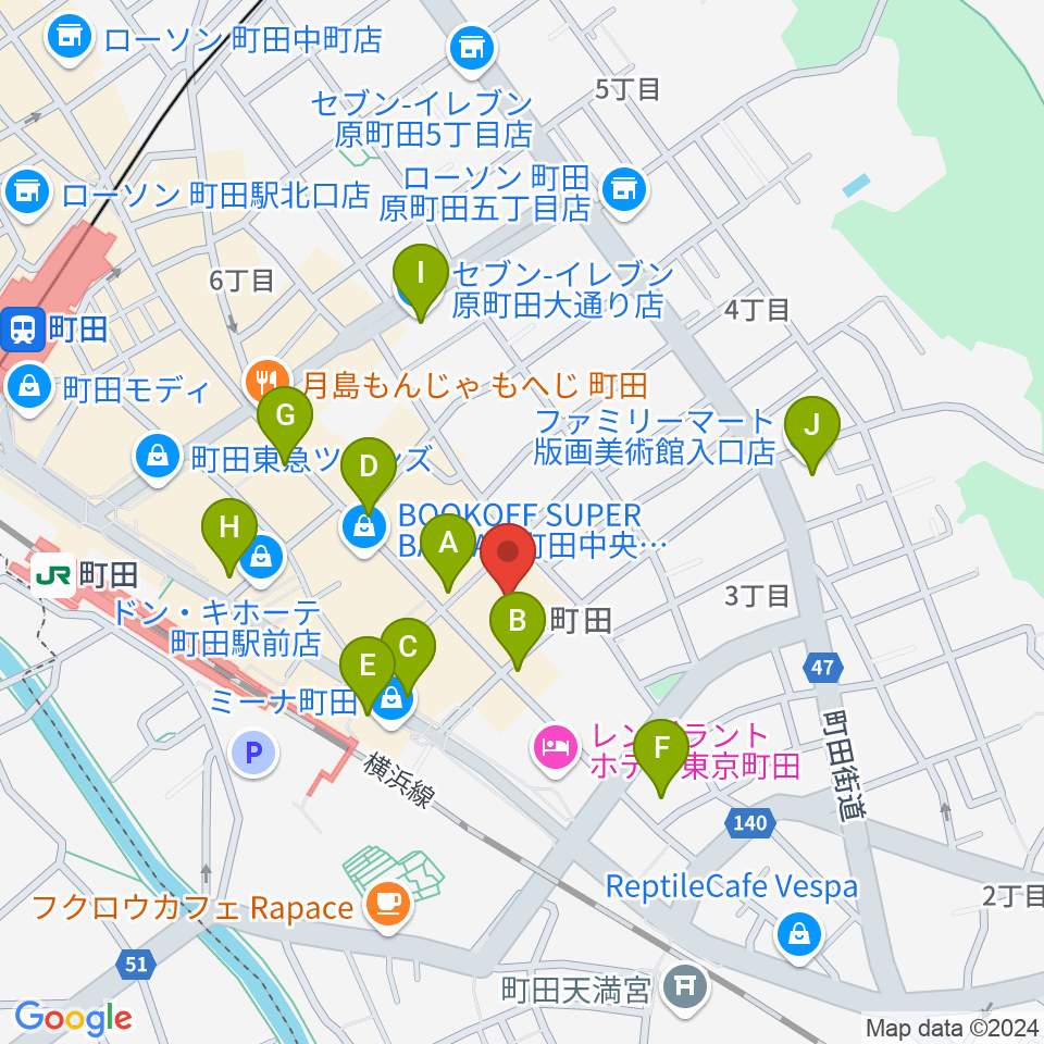 ディスクユニオン町田店周辺のコンビニエンスストア一覧地図