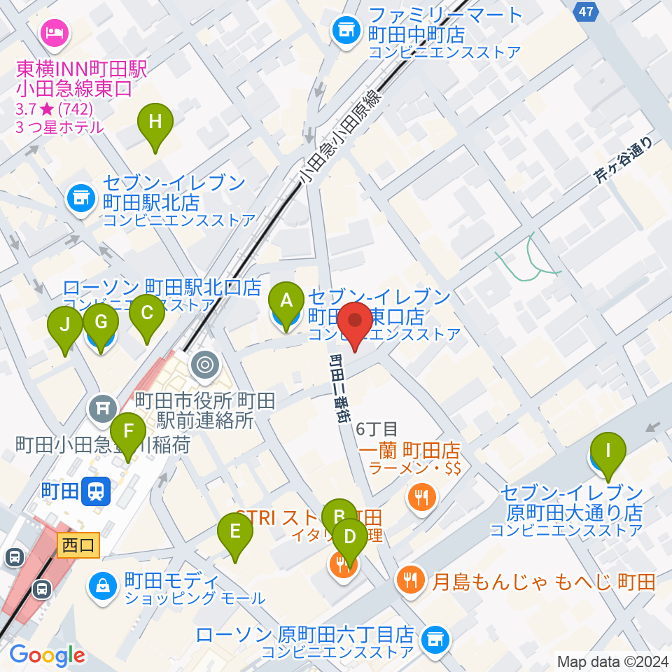 町田HERBIE周辺のコンビニエンスストア一覧地図