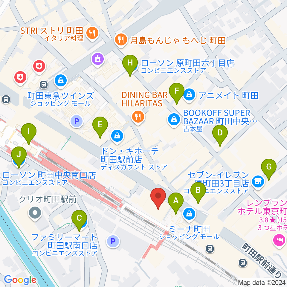 町田市文化交流センター周辺のコンビニエンスストア一覧地図