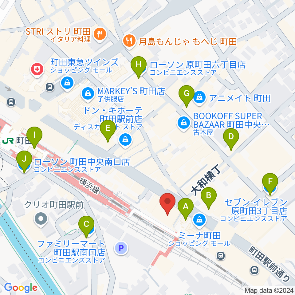 町田市文化交流センター周辺のコンビニエンスストア一覧地図