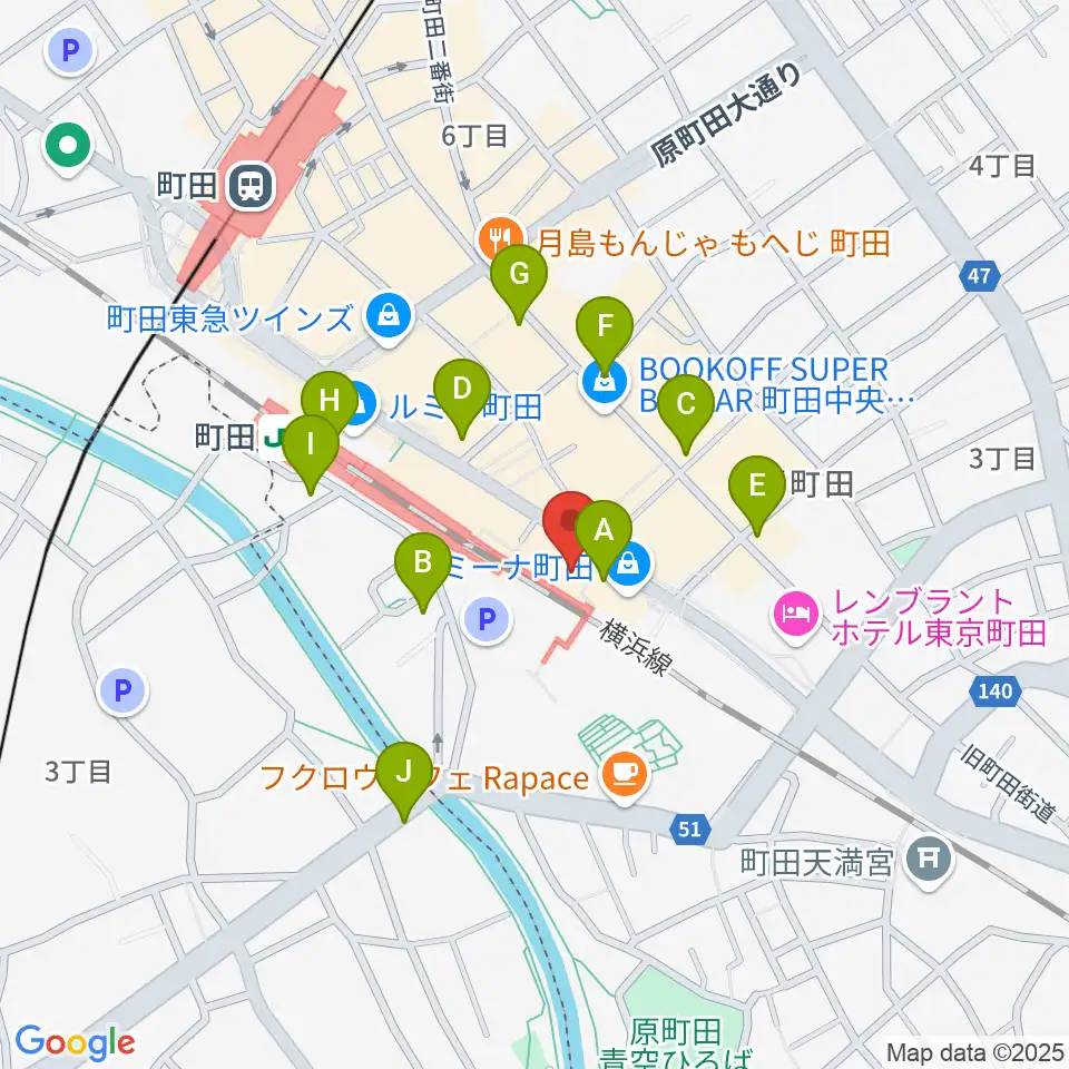 町田市文化交流センター周辺のコンビニエンスストア一覧地図