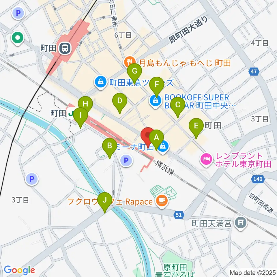 町田市文化交流センター周辺のコンビニエンスストア一覧地図