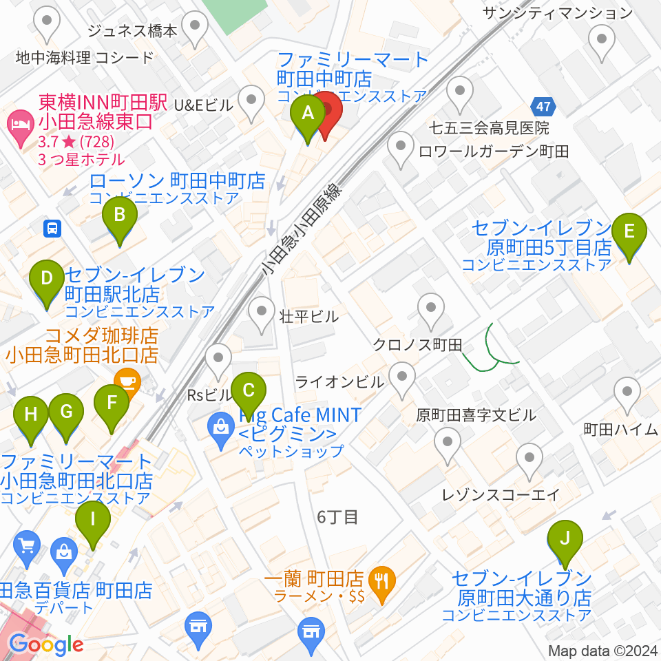 SEALミュージックスクール町田校周辺のコンビニエンスストア一覧地図