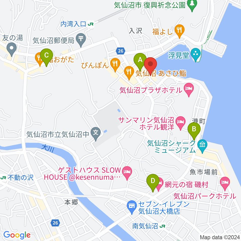 ラヂオ気仙沼 ぎょっとエフエム周辺のコンビニエンスストア一覧地図