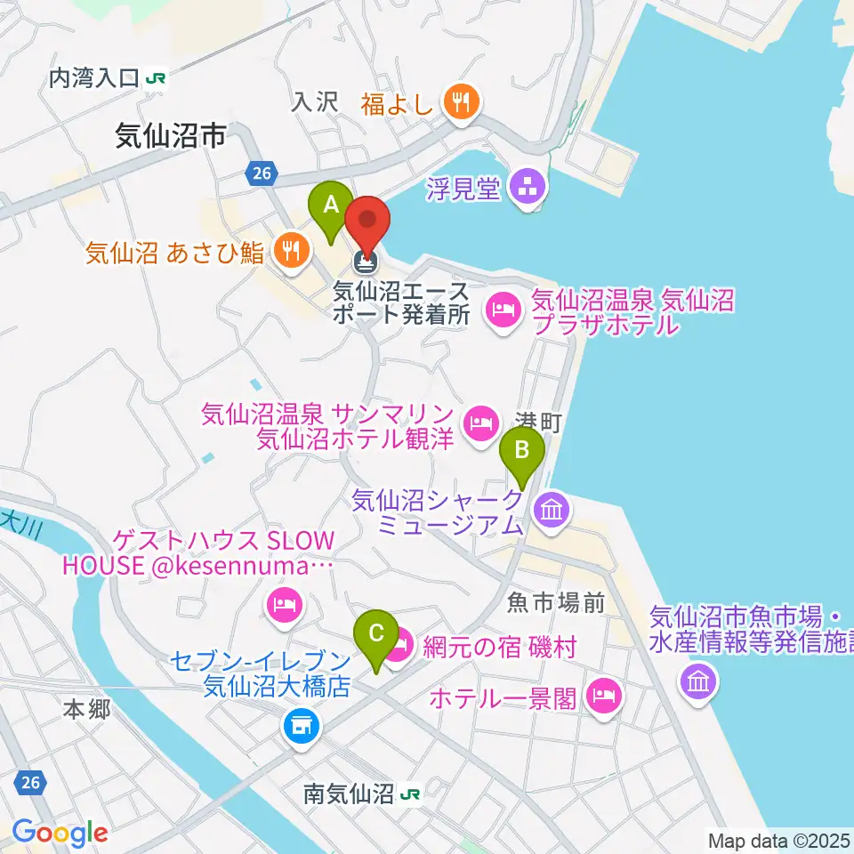 ラヂオ気仙沼 ぎょっとエフエム周辺のコンビニエンスストア一覧地図