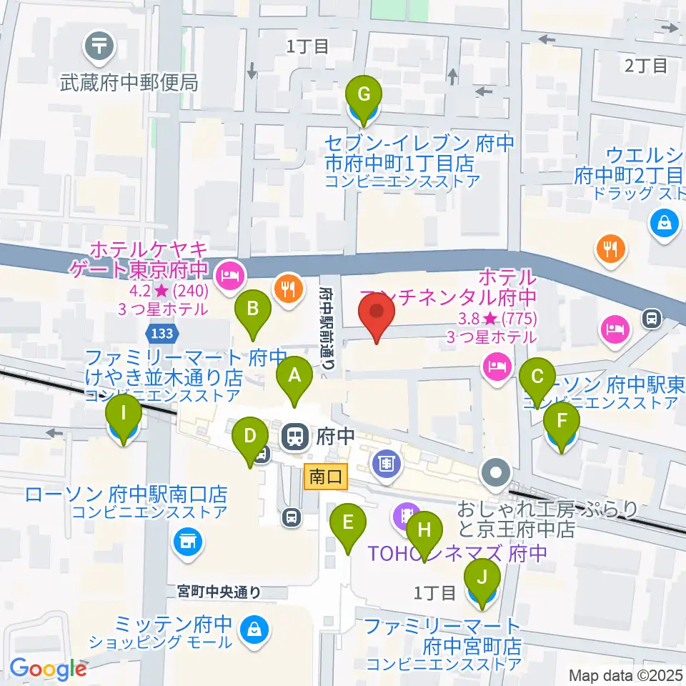 カワイ音楽教室 府中駅前センター周辺のコンビニエンスストア一覧地図
