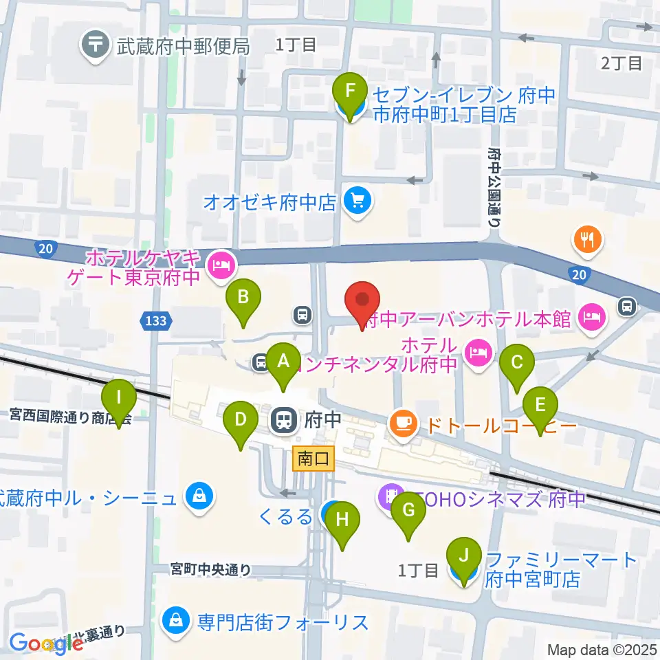 カワイ音楽教室 府中駅前センター周辺のコンビニエンスストア一覧地図