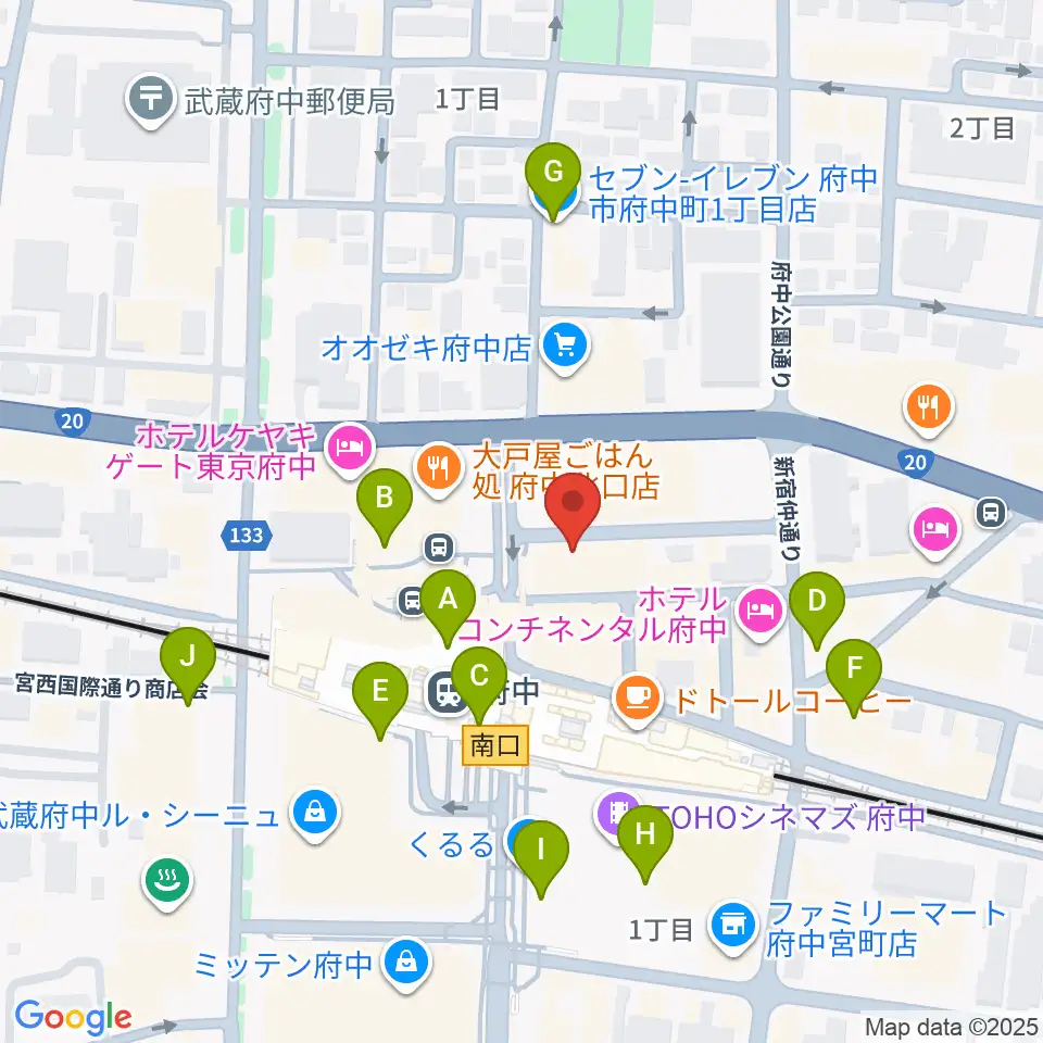 カワイ音楽教室 府中駅前センター周辺のコンビニエンスストア一覧地図