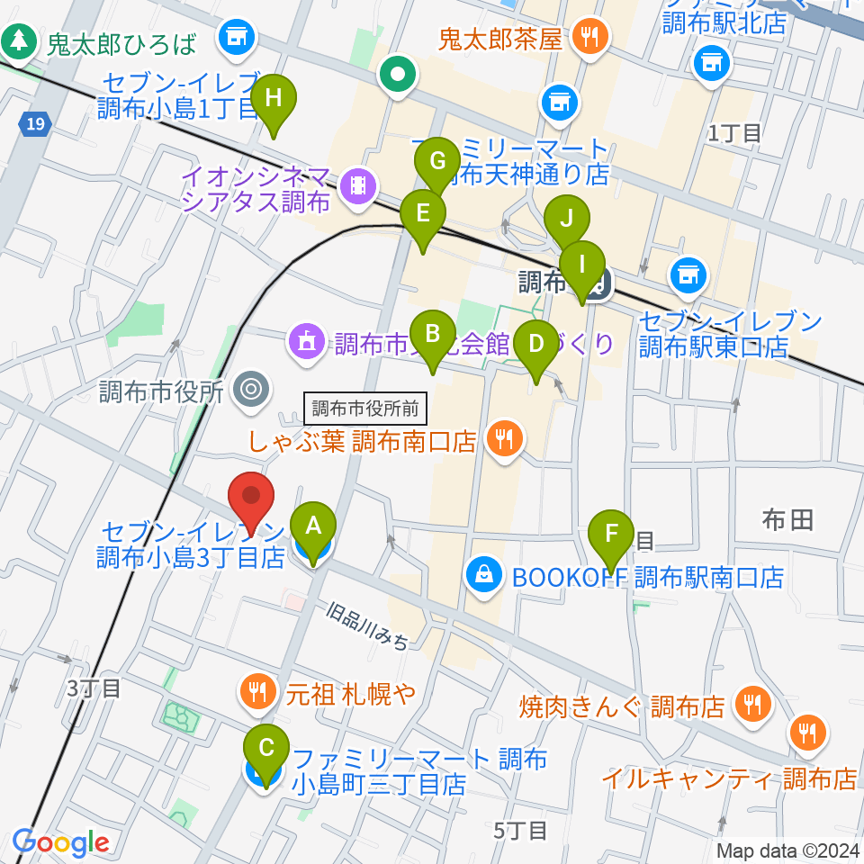 調布ヴァイオリン周辺のコンビニエンスストア一覧地図