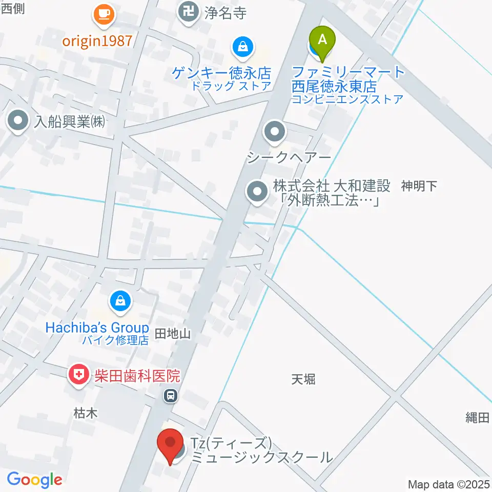 Tzミュージックスクール周辺のコンビニエンスストア一覧地図