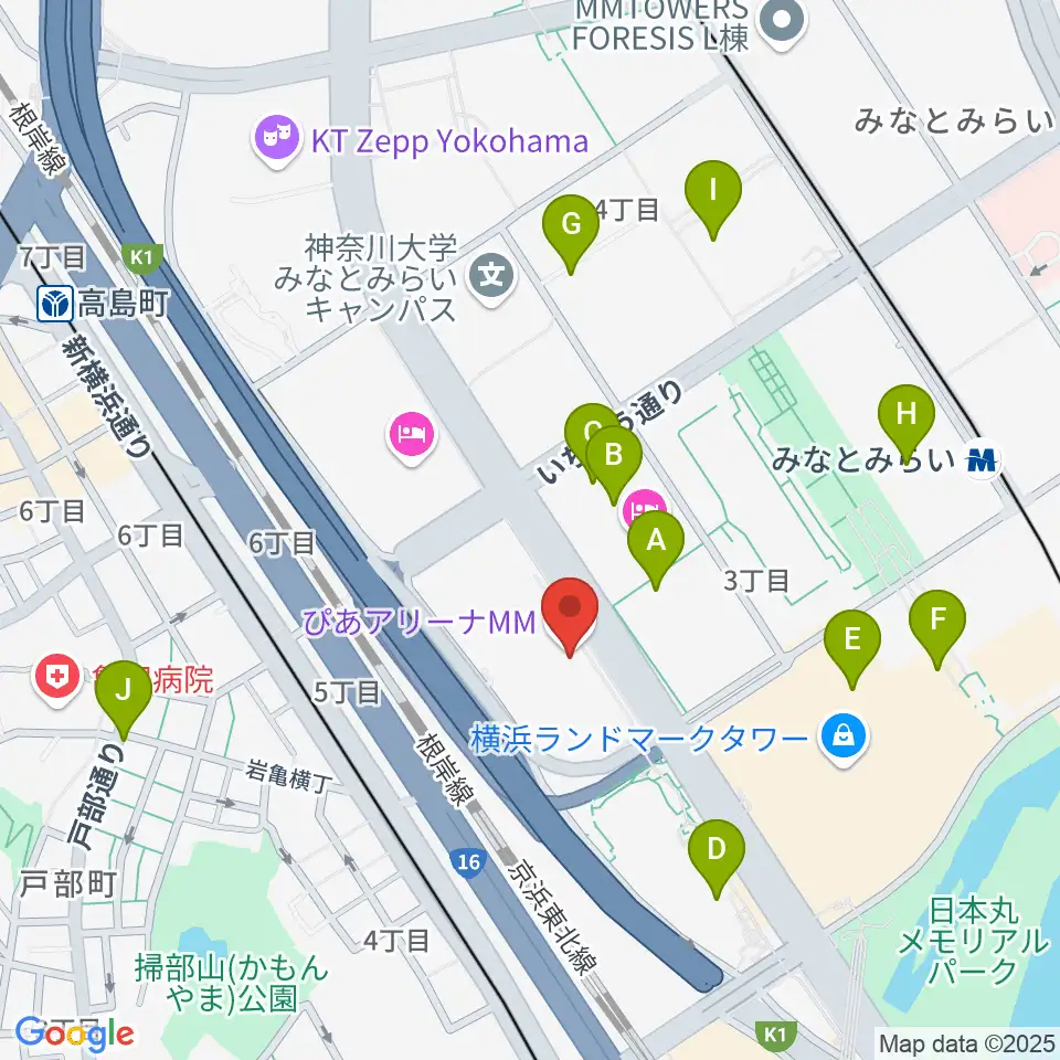 ぴあアリーナMM周辺のコンビニエンスストア一覧地図