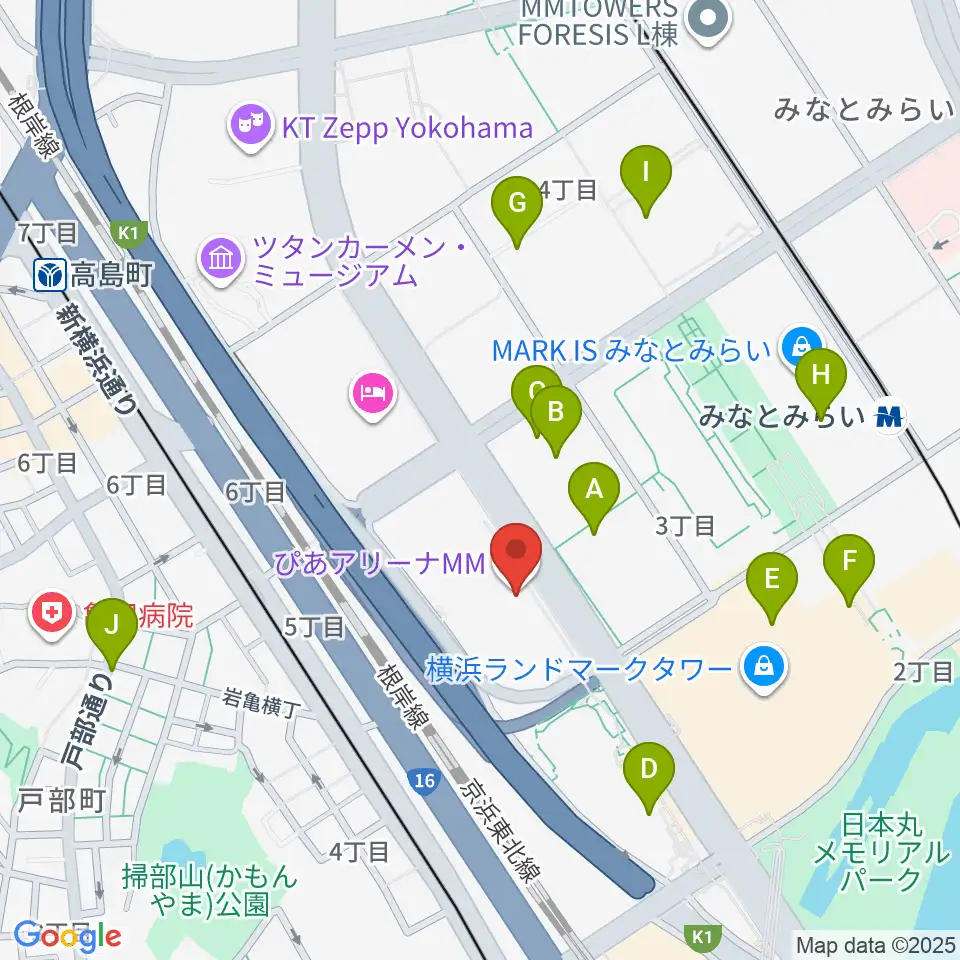 ぴあアリーナMM周辺のコンビニエンスストア一覧地図