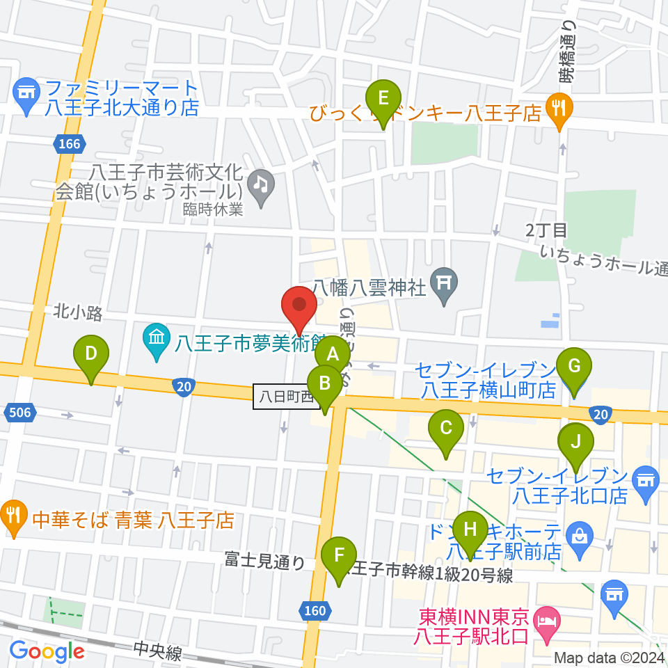 八王子サクラヤコーヒー店周辺のコンビニエンスストア一覧地図