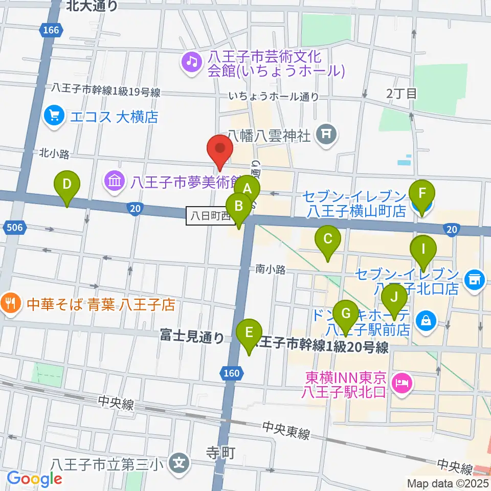 八王子サクラヤコーヒー店周辺のコンビニエンスストア一覧地図