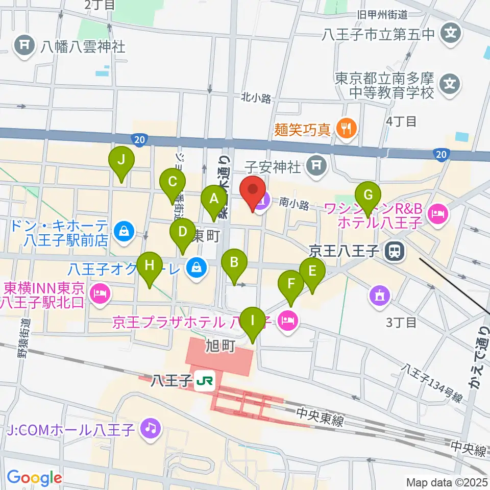 八王子クリエイトホール周辺のコンビニエンスストア一覧地図