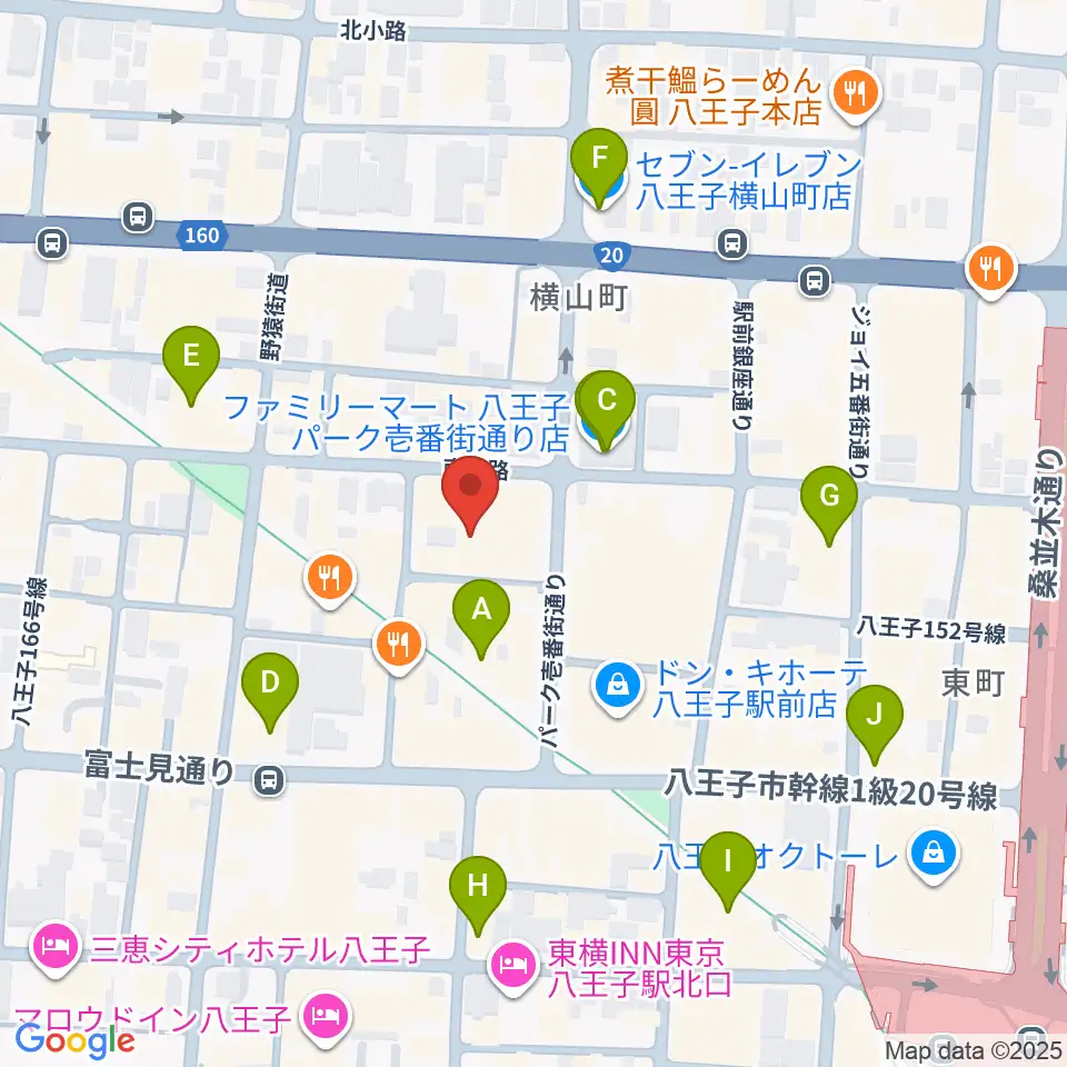 八王子ブッチャー周辺のコンビニエンスストア一覧地図