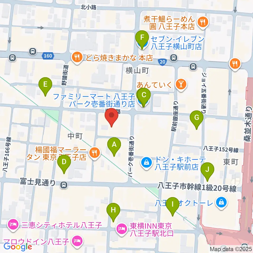 八王子ブッチャー周辺のコンビニエンスストア一覧地図