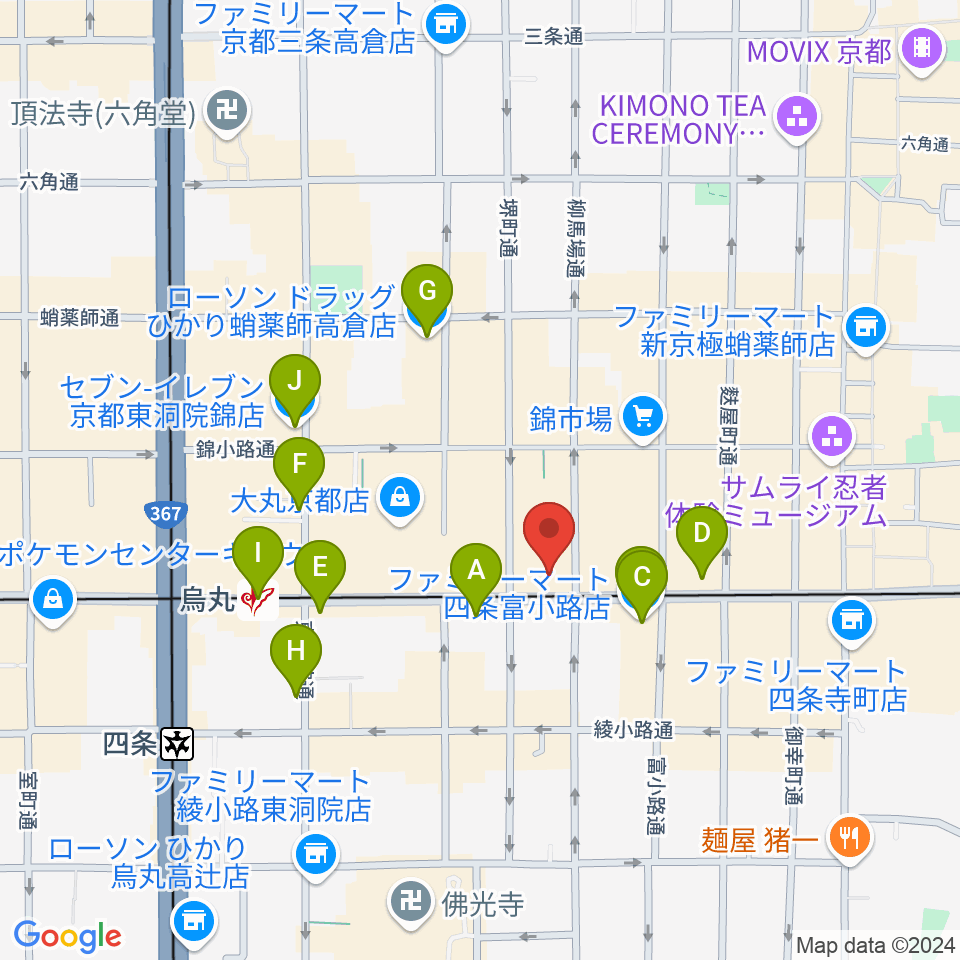 京都MUSE周辺のコンビニエンスストア一覧地図