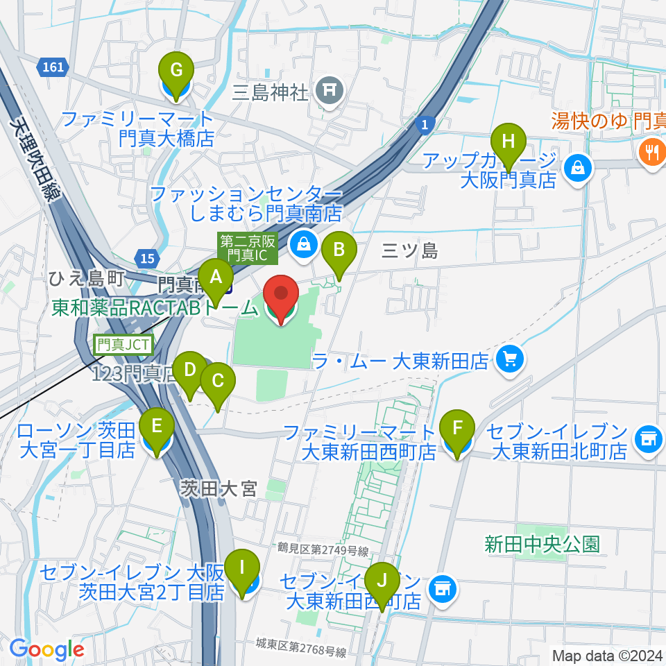 東和薬品RACTABドーム周辺のコンビニエンスストア一覧地図