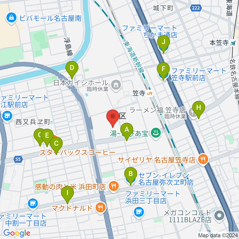 日本ガイシアリーナ周辺のコンビニエンスストア一覧地図