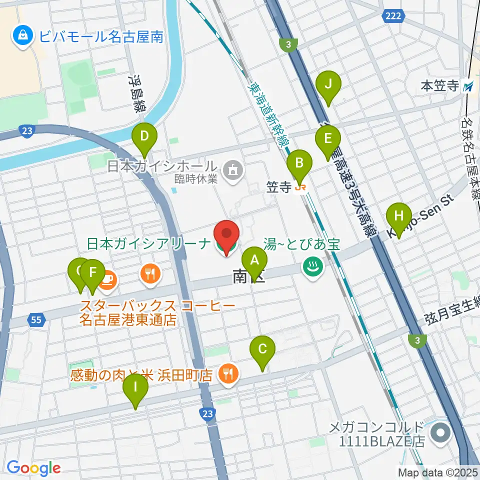 日本ガイシアリーナ周辺のコンビニエンスストア一覧地図
