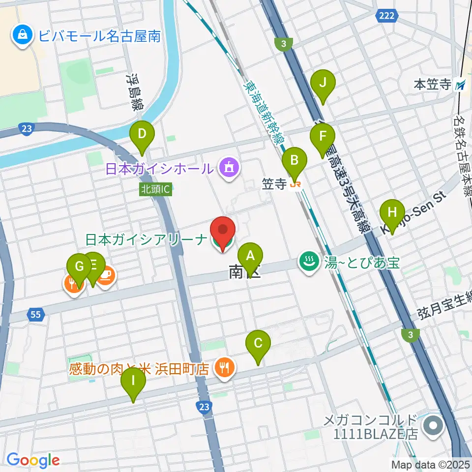 日本ガイシアリーナ周辺のコンビニエンスストア一覧地図