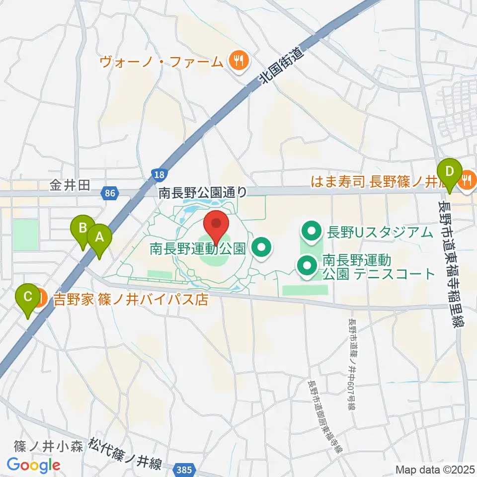 長野オリンピックスタジアム周辺のコンビニエンスストア一覧地図