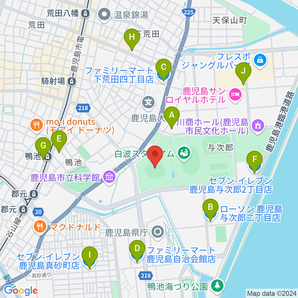 平和リース球場周辺のコンビニエンスストア一覧地図