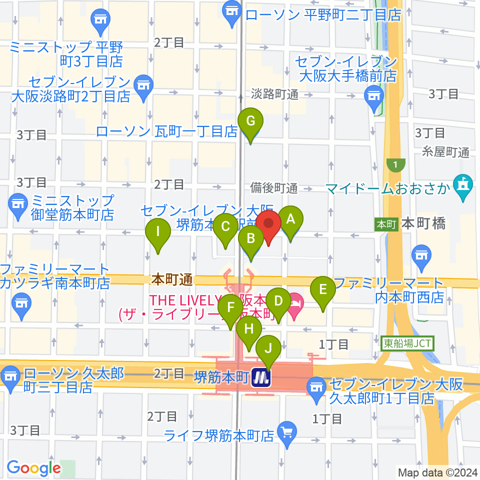 Jazz Club OverSeas周辺のコンビニエンスストア一覧地図