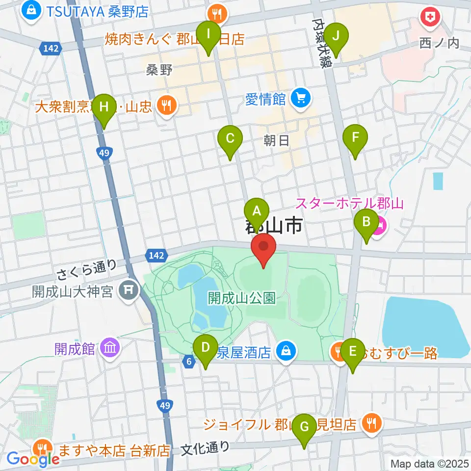 ヨーク開成山スタジアム周辺のコンビニエンスストア一覧地図