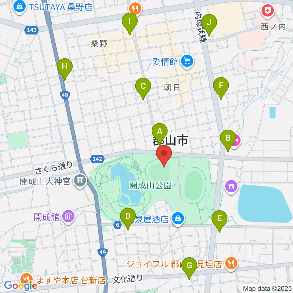 ヨーク開成山スタジアム周辺のコンビニエンスストア一覧地図