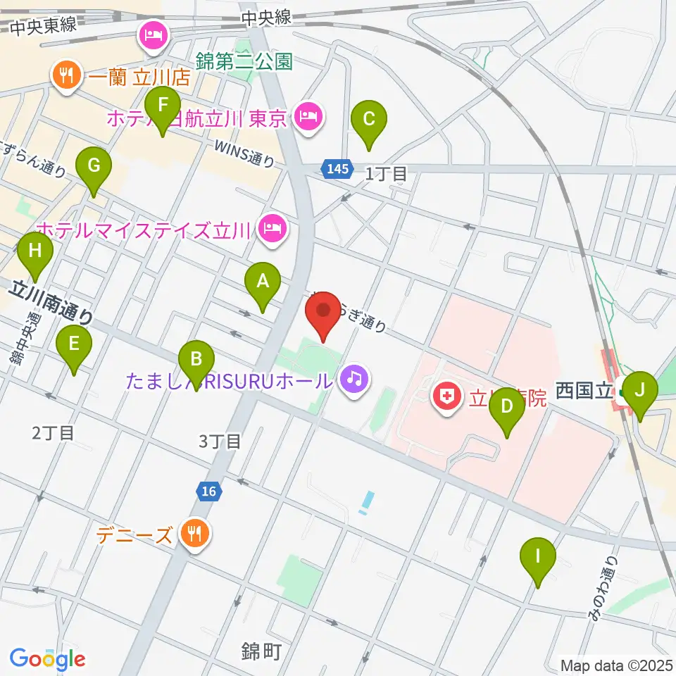 立川市子ども未来センター周辺のコンビニエンスストア一覧地図
