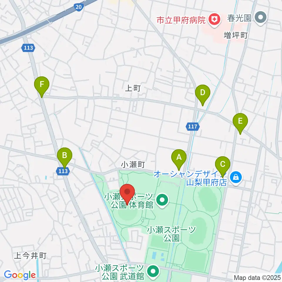 山日YBS球場周辺のコンビニエンスストア一覧地図