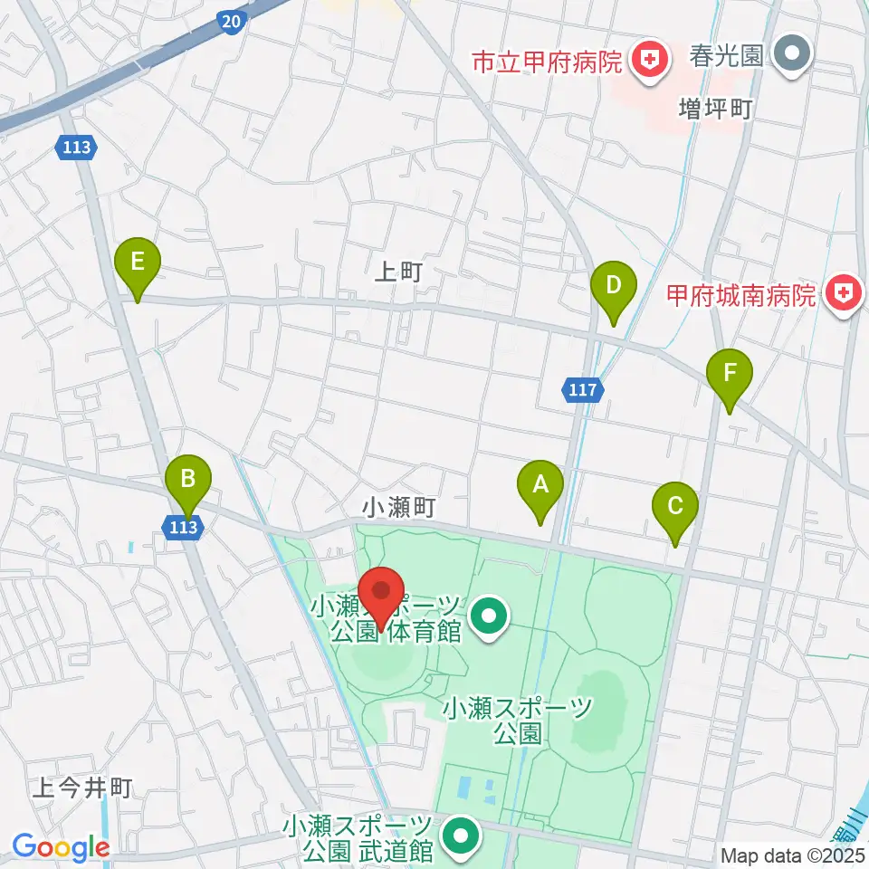 山日YBS球場周辺のコンビニエンスストア一覧地図
