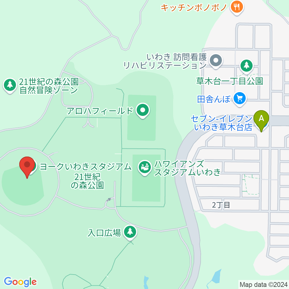 ヨークいわきスタジアム周辺のコンビニエンスストア一覧地図