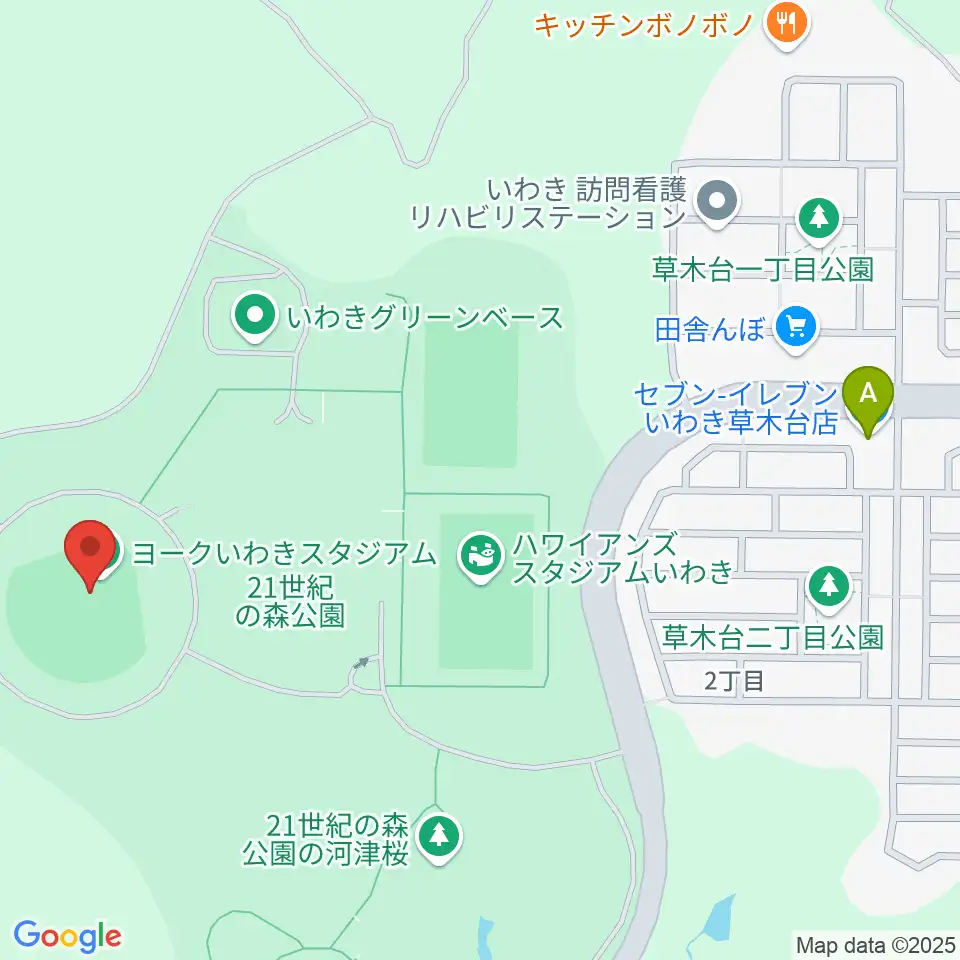 ヨークいわきスタジアム周辺のコンビニエンスストア一覧地図