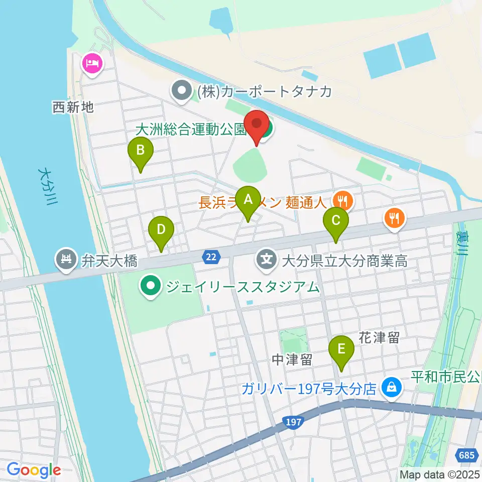 別大興産スタジアム周辺のコンビニエンスストア一覧地図
