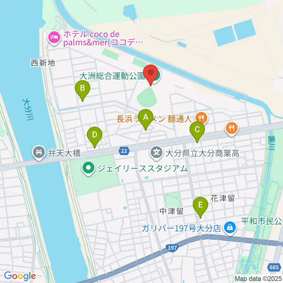 別大興産スタジアム周辺のコンビニエンスストア一覧地図
