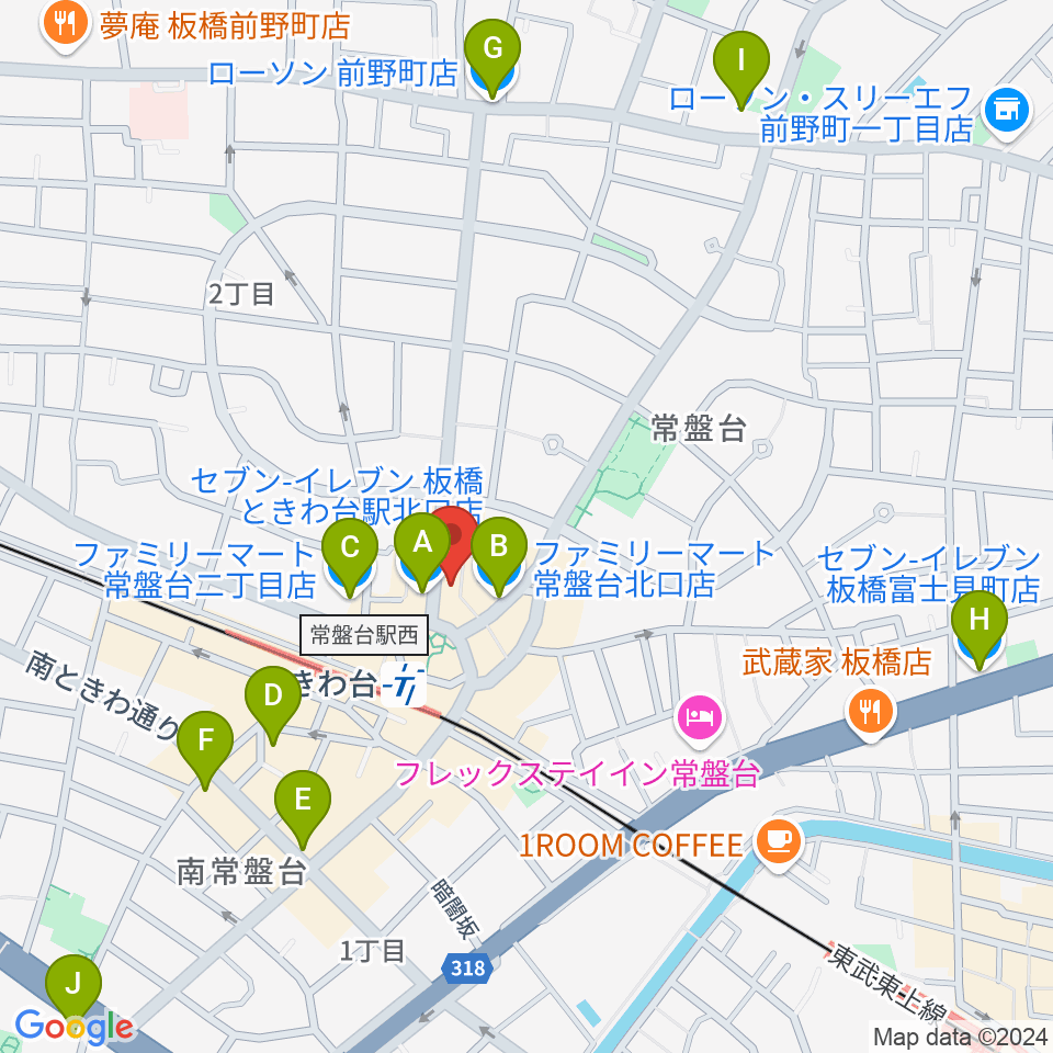 ときわ台Cave周辺のコンビニエンスストア一覧地図