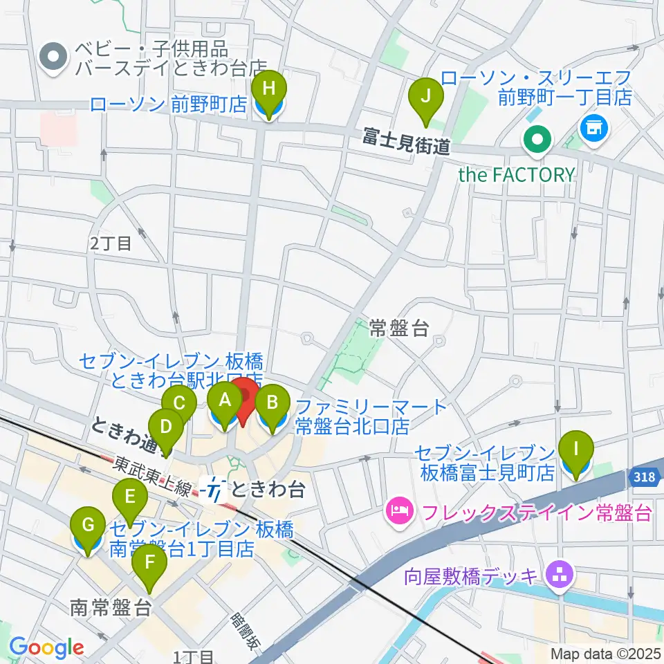 ときわ台Cave周辺のコンビニエンスストア一覧地図