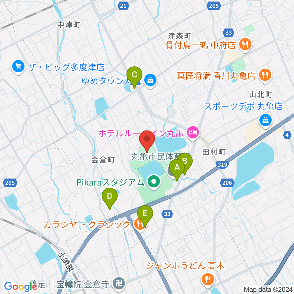 レクザムボールパーク丸亀周辺のコンビニエンスストア一覧地図