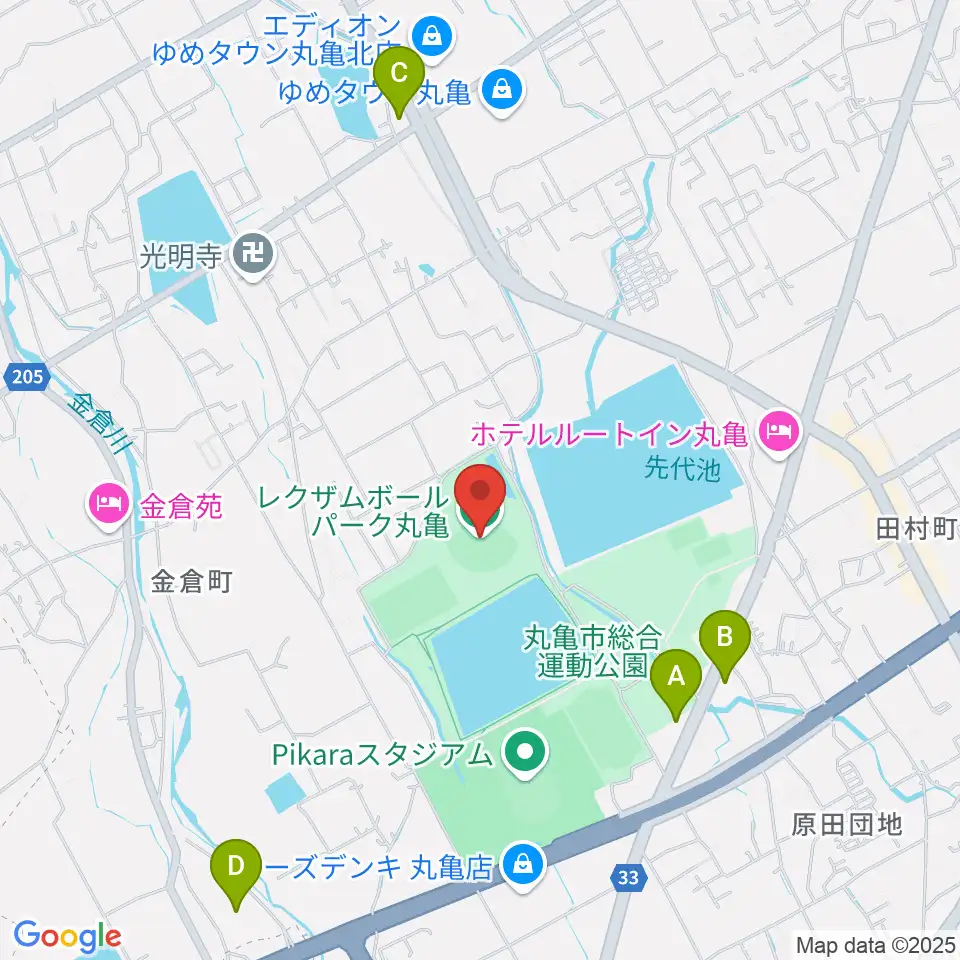 レクザムボールパーク丸亀周辺のコンビニエンスストア一覧地図