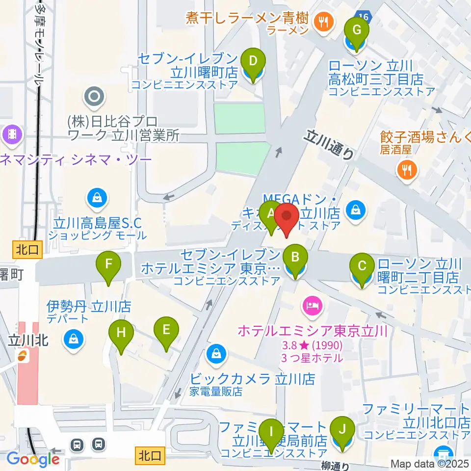 ディスクユニオン立川店周辺のコンビニエンスストア一覧地図