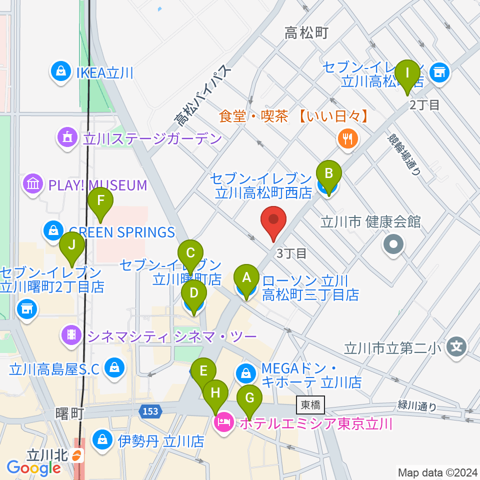 青江楽器ミュージック・イン・トム周辺のコンビニエンスストア一覧地図