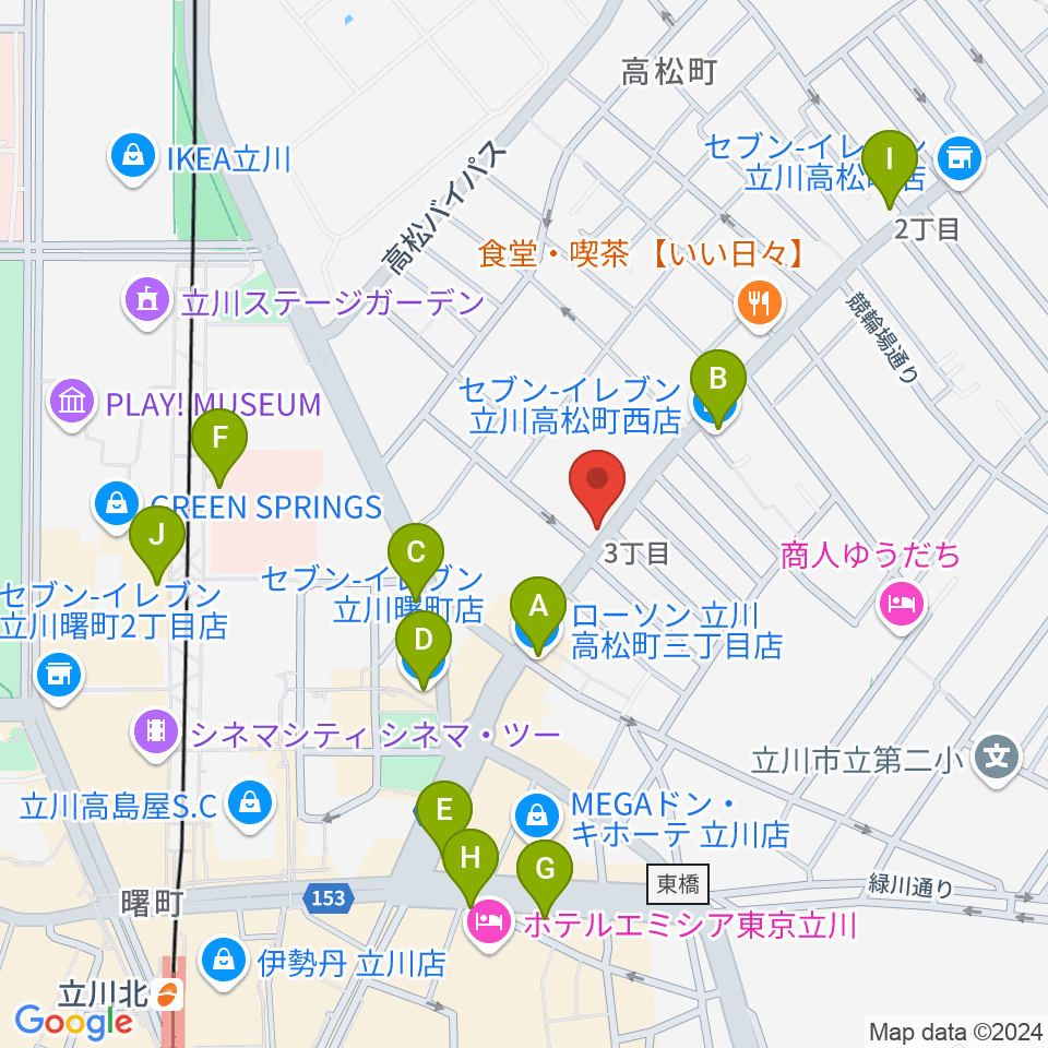 青江楽器ミュージック・イン・トム周辺のコンビニエンスストア一覧地図